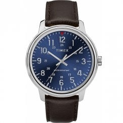 Timex Classic Blue Dial Brown Leather Strap Gents Watch TW2R85400