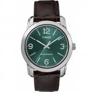 Timex Classic Green Dial Brown Leather Strap Gents Watch TW2R86900