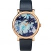 Timex Crystal Bloom Swarovski Floral Dial Blue Leather Strap Ladies Watch TW2R66400