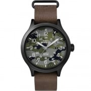 Timex Expedition Scout Camouflage Dial Brown Slip Thru Leather Strap Gents Watch TW4B06600