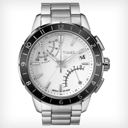 Timex IQ Chronograph White Dial Stainless Steel Bracelet Mens Watch T2N499