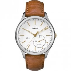 Timex IQ + Move Smartwatch White Dial Tan leather Strap Gents Watch TW2P94700