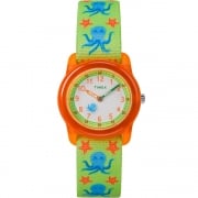 Timex Time Teacher Green Octopus Sea Life Elastic Fabric Strap Kids Watch TW7C13400