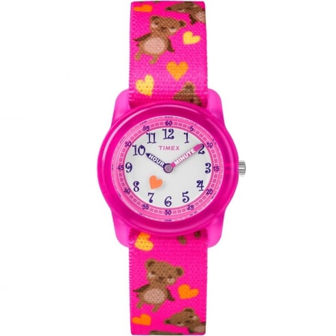 Timex White Dial Bears on Pink Strap Kids Watch TW7C16600