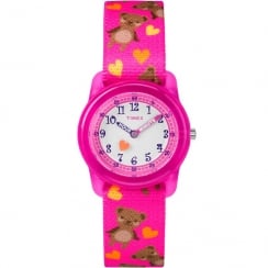 Timex White Dial Bears on Pink Strap Kids Watch TW7C16600