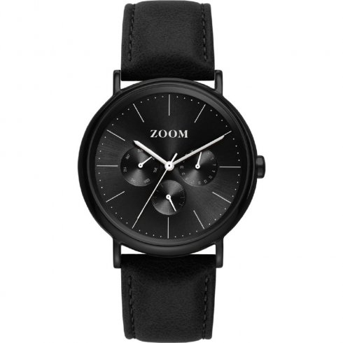 Zoom Coffee Moment black dial leather strap Mens watch ZM.7117M.2502