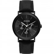 Zoom Coffee Moment black dial leather strap Mens watch ZM.7117M.2502