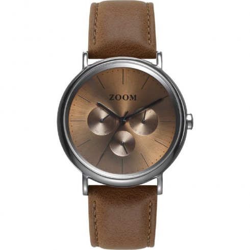Zoom Coffee Moment brown dial leather strap Mens watch ZM.7117M.2517