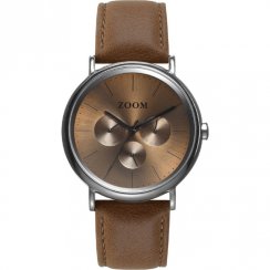 Zoom Coffee Moment brown dial leather strap Mens watch ZM.7117M.2517