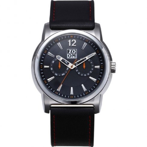 Zoom Confidence black dial leather strap Mens watch ZM.7092M.2502