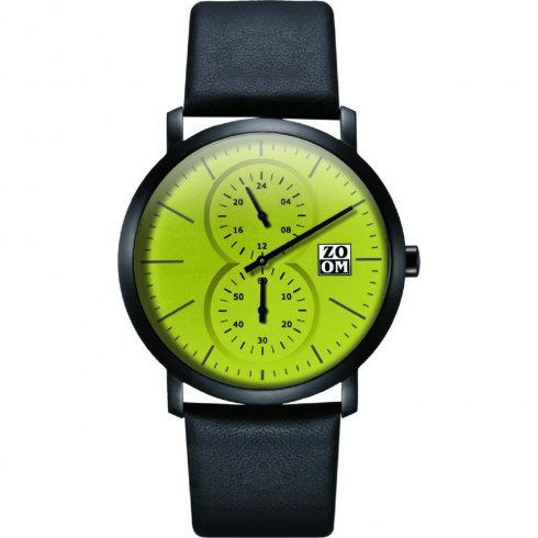 Zoom Cube green dial chronograph leather strap Mens watch ZM.7100M.2511