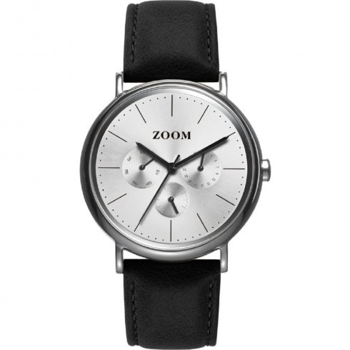 Zoom Match Point silver dial leather strap Mens watch ZM.7117M.2522