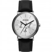 Zoom Match Point silver dial leather strap Mens watch ZM.7117M.2522