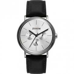 Zoom Match Point silver dial leather strap Mens watch ZM.7117M.2522