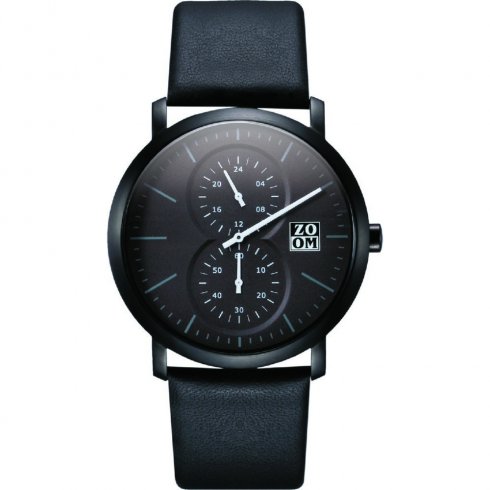 Zoom Muse black dial chronograph leather strap Mens watch ZM.7100M.2502
