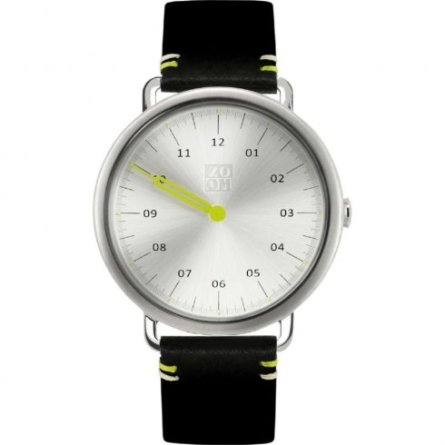 Zoom Muse Silver Dial Black Leather Strap Mens Watch ZM.3826M.2522