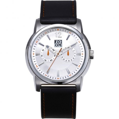 Zoom Planet silver dial leather strap Mens watch ZM.7092M.2501